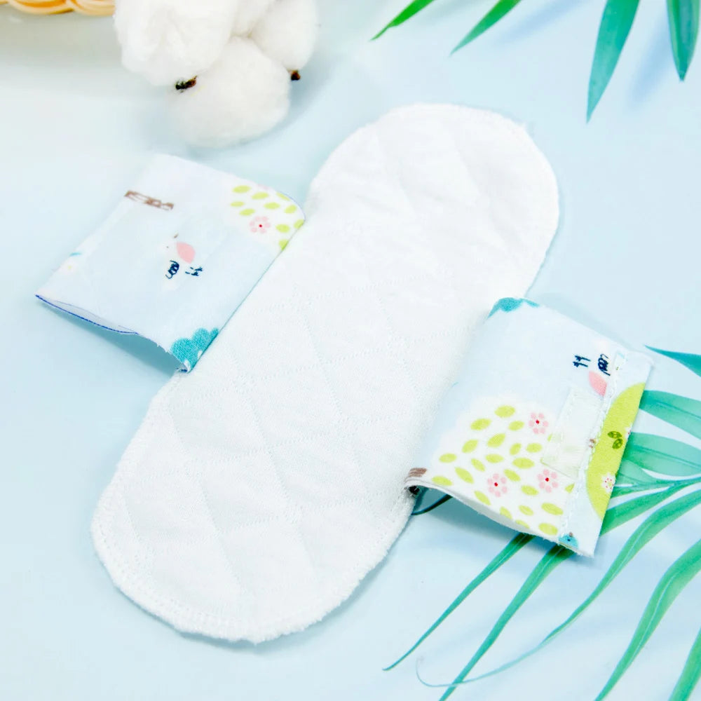 2PCS 19CM Reusable Daily Pads Menstrual Sanitary Pads Waterproof Panty Liner Super Thin 100% Cotton Feminine Hygiene Pads