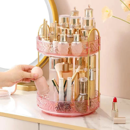 1Pc/Water Ripple Pattern Bedroom Vanity Cosmetic Rotating Storage Rack Box Bathroom Desktop Perfume and Skincare Tray