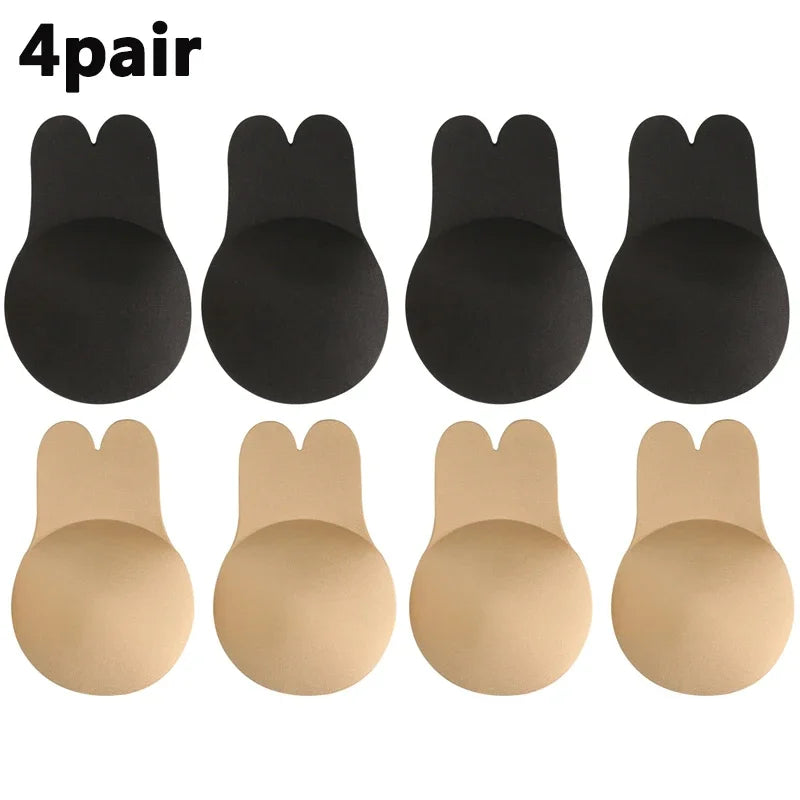 Women Breast Lifting Stickers Push Up Bras Silicone Invisible Chest Strapless Breast Rabbit Lift Up Tape Nipple Cover Bra Pads