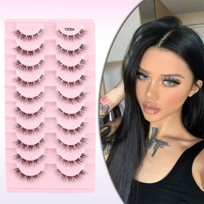 10 Pairs Natural False Eyelashes 3D Eyelash Lift Cosmetics Soft Wispy Fluffy False Eyelashes Extension Eyelash Make Up Tools