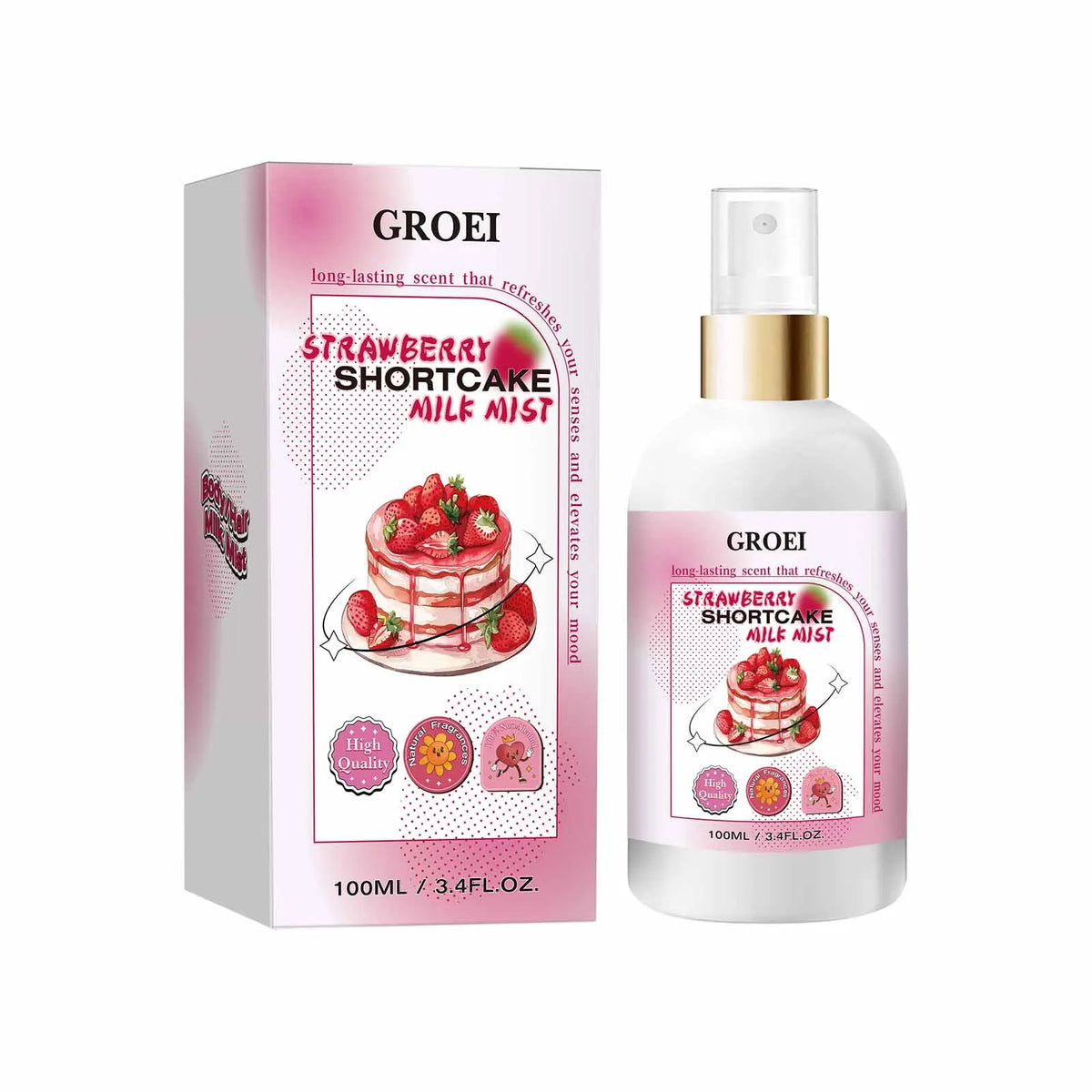 100ml Body Spray Strawberry Shortcake Milk Mist Long Moisturizing Brightening Soothing Body Increase Elasticity Firming Sprsy