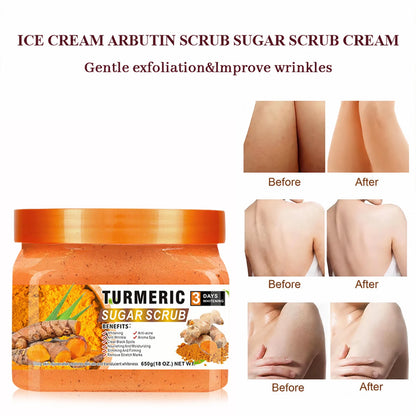 Turmeric Sugar Scrub 650g Each Body Exfoliator Natural Brightening Moisturizing Scrub for Glowing Smooth Skin