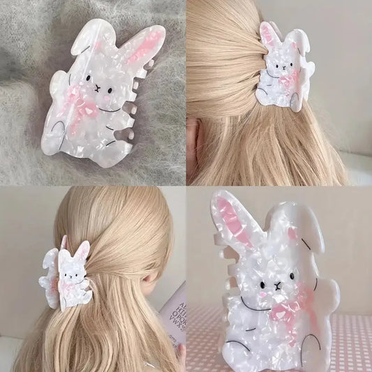 1PC Cute Rabbit Hair Claw - Cartoon Ponytail Clip, Cute Back-of-Head Updo Shark Clip & Hair Accessory