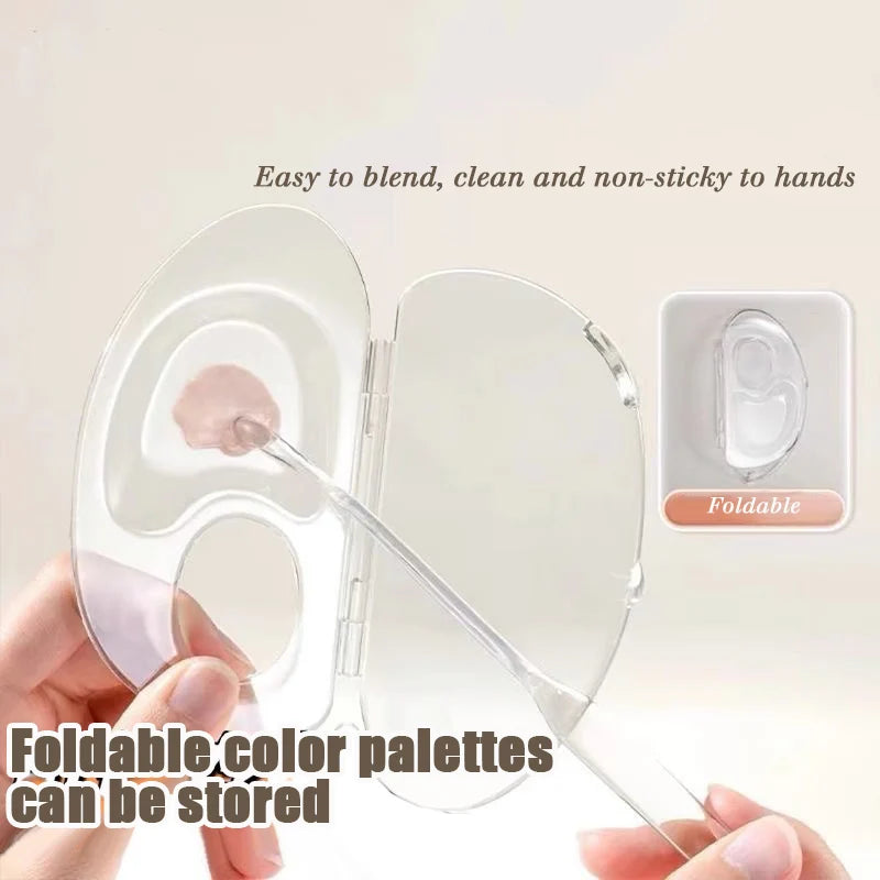 2pcs/set Transparent Makeup Color Palette Foldable Acrylic Liquid Foundation Tray Portable Cosmetic Mixing Scraper Beauty Tools