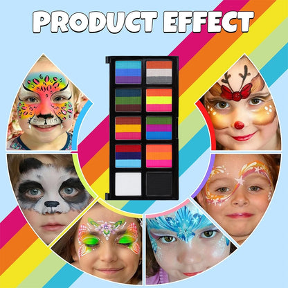 10 grids, 26 colors Rainbow face Art Painting Kit with 10pcs brush water-soluble Makeup Tattoo paint palette halloween Christmas