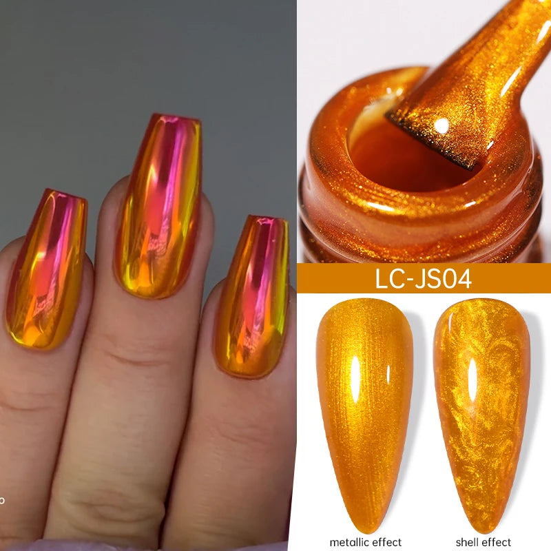 LILYCUTE 7ML Champagne Gold Reflective Glitter Gel Nail Polish Superflash Colorful Sparkling Effect For Manicure Nail Art UV Gel
