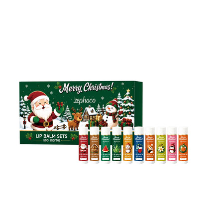 Christmas Lip Balm Set Moisturizing Multi-Flavor Long-Lasting Fruity Lip Care for Dry Cracked Lips Holiday Gift Stocking Stuffer