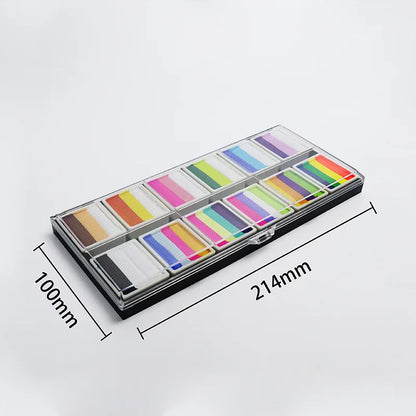 Professional Body Art 12 Colors Pastel Neon UV Color Rainbow Split Cake Face Paint Palette for Halloween Christmas