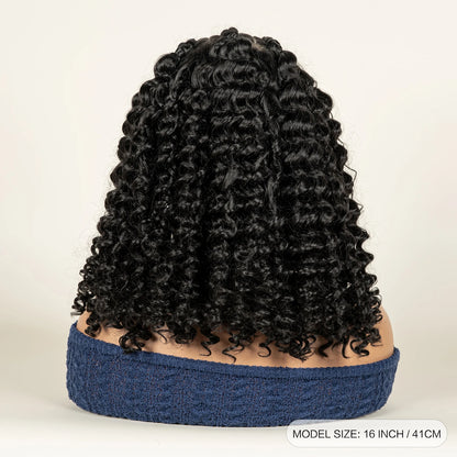 Cornrow Braided Curly Hair Wig Deep Wave Synthetic Hair Wigs with Baby Transparent 13x6 Lace Frontal 16in Hair Fits Black Women