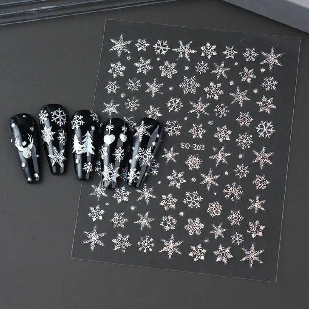 Christmas Nail Art Decoration Sticker Decorative Gold Christmas Balls, Winter Snowflake Trees, Candy-themed Self-adhesive