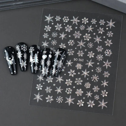 Christmas Nail Art Decoration Sticker Decorative Gold Christmas Balls, Winter Snowflake Trees, Candy-themed Self-adhesive