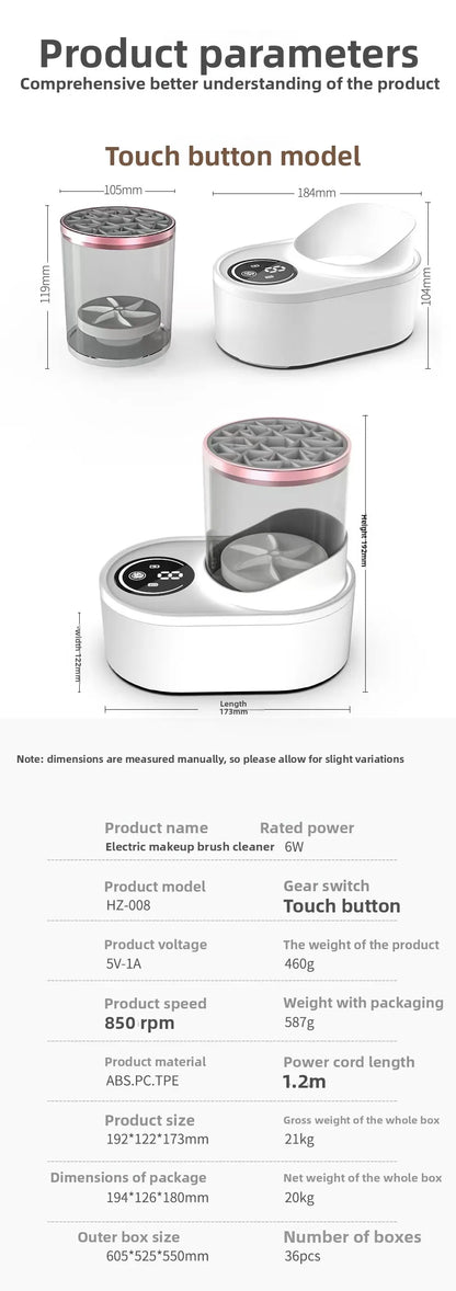 Automatic Rotating Makeup Brush Cleaner Machine Fast Drying Electric  Rubber Collar Cosmetic Clean Tools