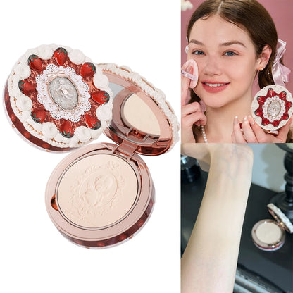 Flower Knows Strawberry Cupid Pressed Powder Matte Soft Oil Control Setting Powder Long Lasting Mattifying Translucent Powder