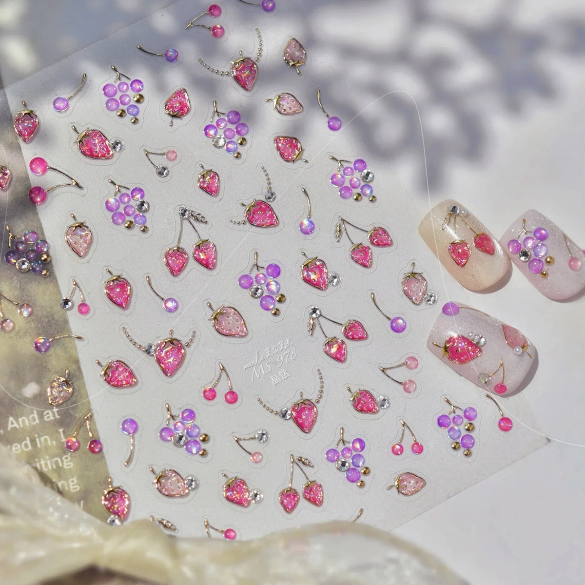 Cute Winter Cartoon Christmas Tree 5D Nail Sticker Snowman Rabbit Bow Pearl Wreath Cake Snowflake Star Self‑Adhesive Nail Decal
