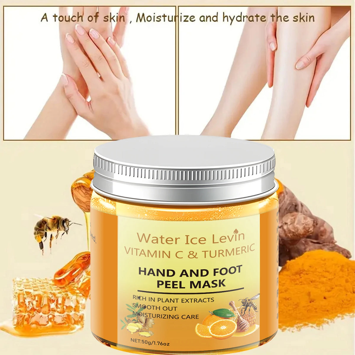 Vitamin C Turmeric Hand Foot Peel Mask - Exfoliating Treatment, Plant Extracts, Moisturizing Care, Winter Renewal