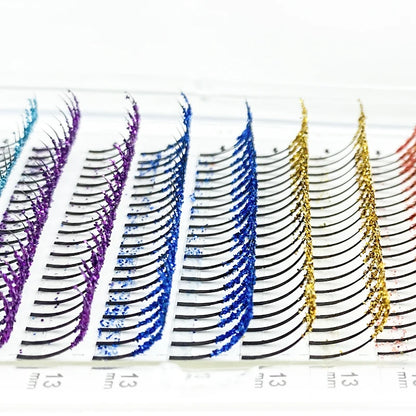 NATUHANA Glitter Shiny Colorful False Eyelash Extension DIY Mix Color Lashes Christmas Cosplay Party