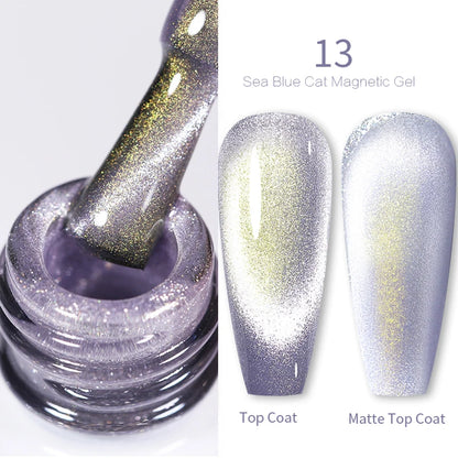 BORN PRETTY 10ml Rainbow Glass Cat Magnetic Nail Gel Polish Sparkling Double Light Reflective Glitter Colorful Laser Varnish