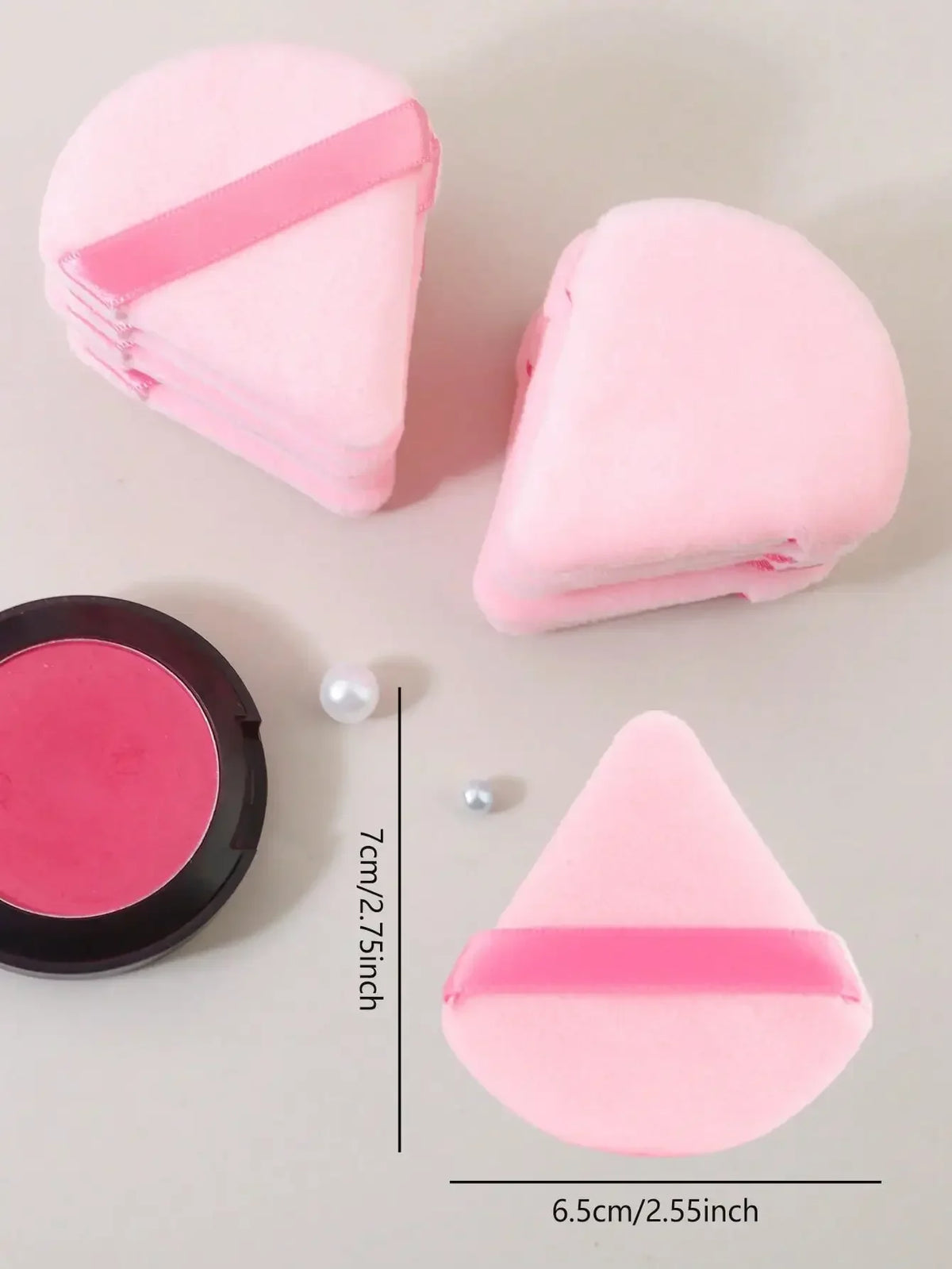 10 Pcs Triangle Velvet Powder Puff Pizza Flours Mini Face Makeup Sponge Cosmetics Washable Lightweight Makeup Tool