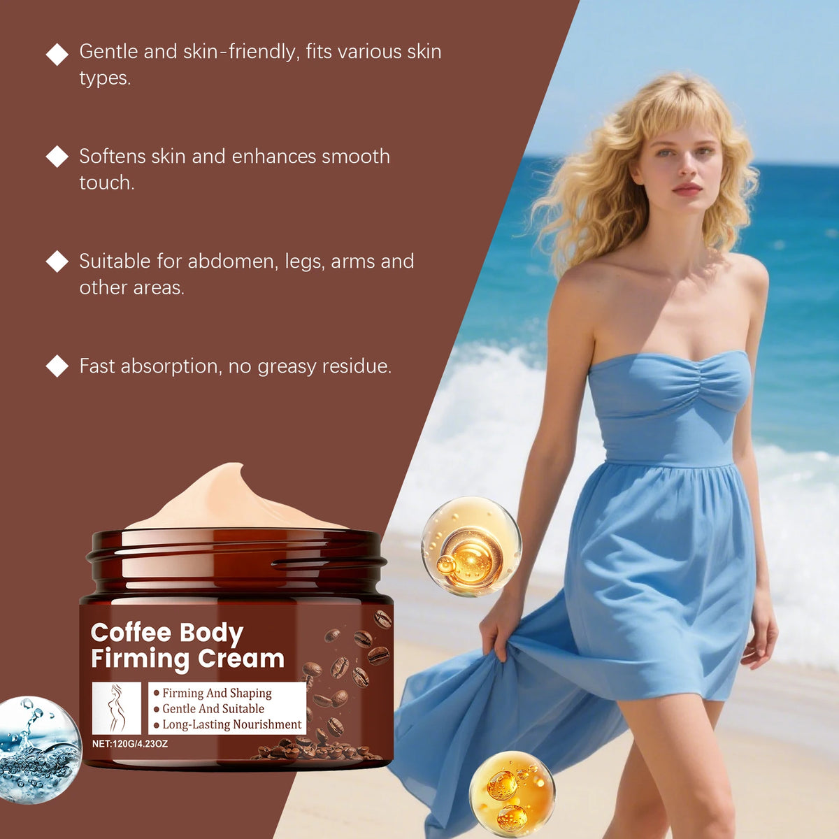 Firming Body Cream Anti Cellulite Tighten Skin Lifting Non-greasy Soften Sculpting Shaping Body Care Coffee Cream Moisturizer