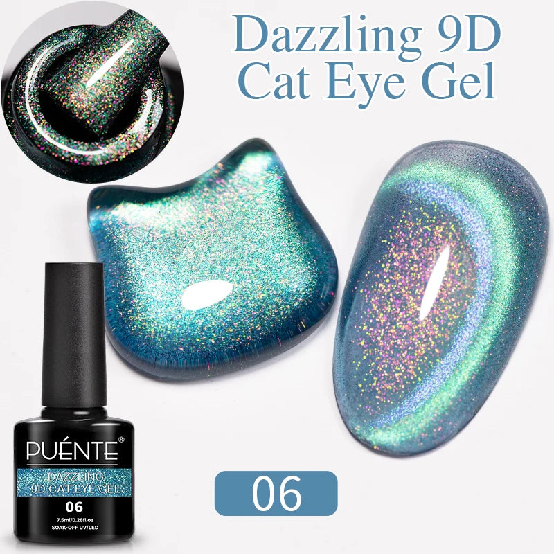 PUENTE 7.5ML Nude Shade Ceramic Cat Eye Gel Nail Polish Shiny Moonlight Cat Eye Gel Soak Off UV Semi-Permanent Nail Art Varnish