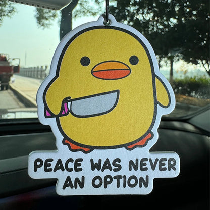 Peace Is Never a Choice, Cute Chick Design Hilton (Hotel Scent) Neutral Car Perfume and Non-Toxic Air Freshener |   Natural Essential Oils and Aromatherapy Scent Tablets (Noroili/Grapefruit/Cedar) |   Hanging Type and Dual-Pu