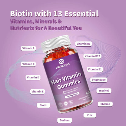 Biotin Gummies 5000 Mcg Hair Skin Nails Support Beauty Vitamins 60 Gummies Daily Wellness Supplement