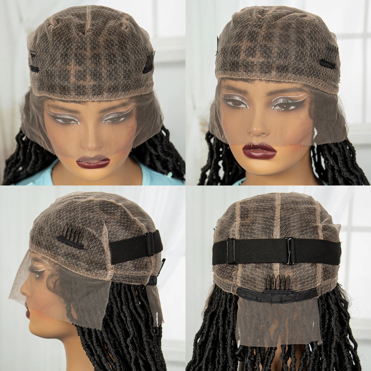 24Inch Full Lace Locs Braided Wigs with Baby Hair Lace Frontal Synthetic Braids Wigs for Black Women Natural HD Lace Braids Wigs
