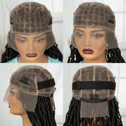 24Inch Full Lace Locs Braided Wigs with Baby Hair Lace Frontal Synthetic Braids Wigs for Black Women Natural HD Lace Braids Wigs