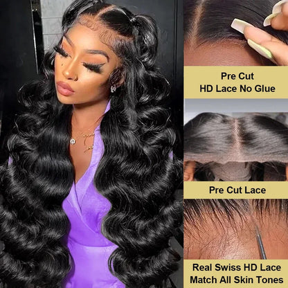 32 13x6HD Transparent Lace Front Wig Body Wave Human Hair 13x4 Lace Front Wig Glue Free Closed Wig Female
