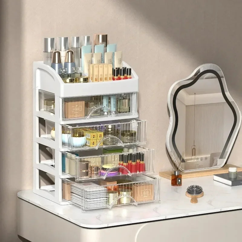 5 Layer Makeup Storage Box Drawer Style Cosmetics Organizer for Dressing Table Office Desk Transparent Cabinet Multi-Purpose