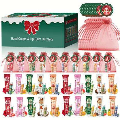 30 Sets per Box. Assorted Moisturizing Lip Balms and Hand Creams. Perfect for Christmas Giveaways and New Year Gifts.