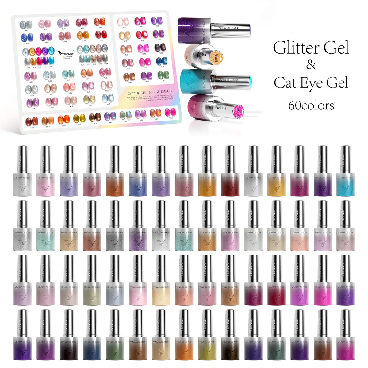 10ml Venalisa Hema Free TPO Free Gel Nail Polish Christmas New Year Soak Off Glitter Red Colors Cat Eye Magnet Nail Gel Polish