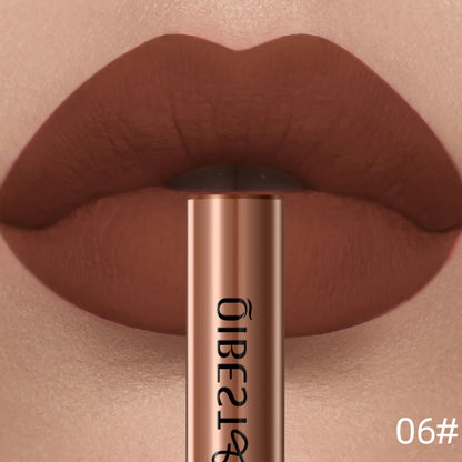 QIBEST Sexy Red Matte Lip Gloss Long Lasting Velvet Liquid Lipstick Lip Makeup Women Beauty Nonstick Cup Waterproof Lipgloss Hot