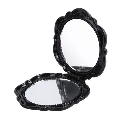 New Double-Sided Rose Flower Makeup Mirror Round Shape Handheld Mini Pocket Mirror Convenient Cosmetic Mirror Travel Beauty Tool