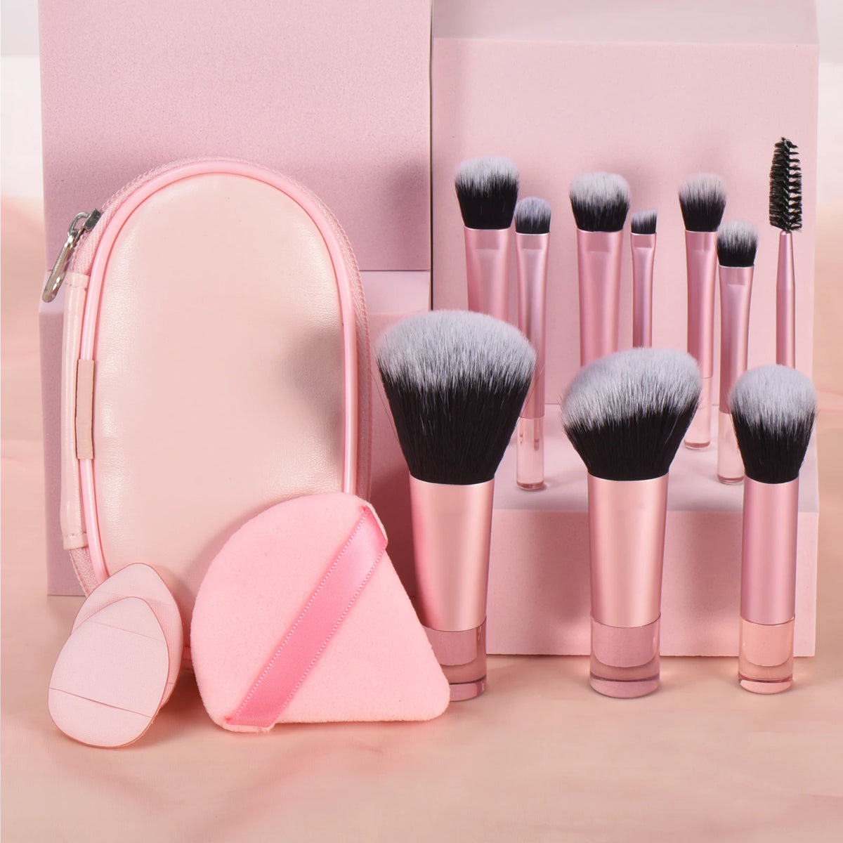 10 color Mini makeup brush Travel portable Makeup Tool Makeup Puff - Palm Brush Professional Makeup tool set Christmas gift