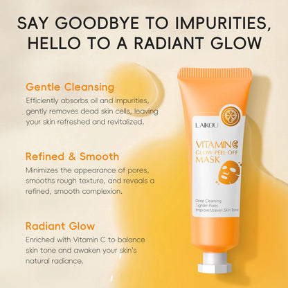 LAIKOU Vitamin C Glow Peel Off Mask 50g Gentle Cleansing Moisturizing Brightening Uneven Skin Tone Mask