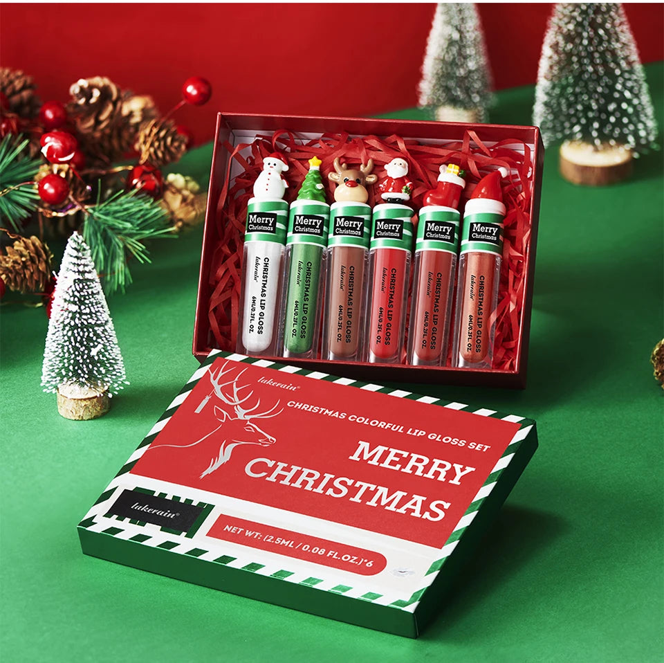 Christmas Colorful Lip Gloss Set Lip Stain Lipstick Woman Make Up Long Lasting Lipsticks Shiny Lip Gloss Pack Set Cosmetics Make