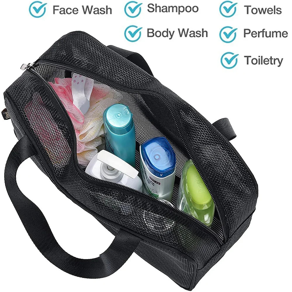 Large Capacity Mesh Shower Caddy Tote Bag Multifunctional Cosmetic Storage Portable Toiletry Organizer for Bathroom Organization