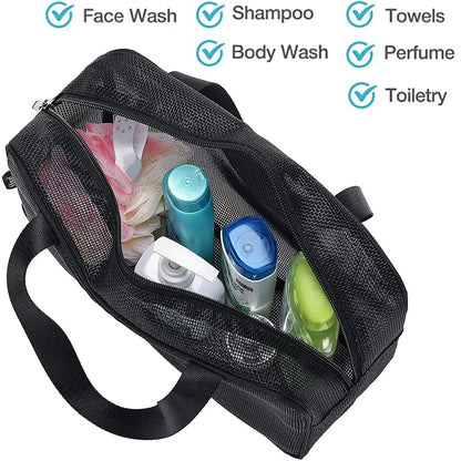 Large Capacity Mesh Shower Caddy Tote Bag Multifunctional Cosmetic Storage Portable Toiletry Organizer for Bathroom Organization