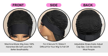 Full Machine Made Braided Wigs with Headband 30 Inches Colored Synthetic Braiding Wigs with Hair Band for Black Women