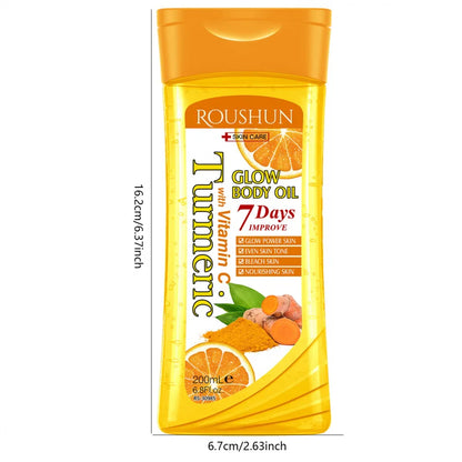 200ml Turmeric VITAMIN C Body Oil Body Skin Care Oil Moisturizing Hydrating Care Suitable for All Seasons Body Face Hand