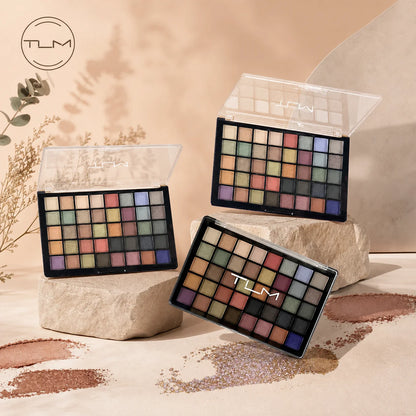 1 Set Tlm 40-Color Eyeshadow Palette with Makeup Brush Set, Matte and Shimmer Multi-color Earth Tones, Long-Lasting and Vibrant, Great for Beginners