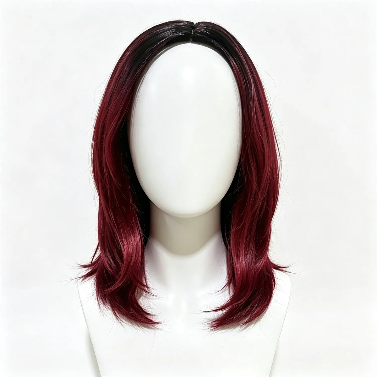 Straight Bob Wig 14 Inch Redwine Heat Resistant Synthetic Wig For Women