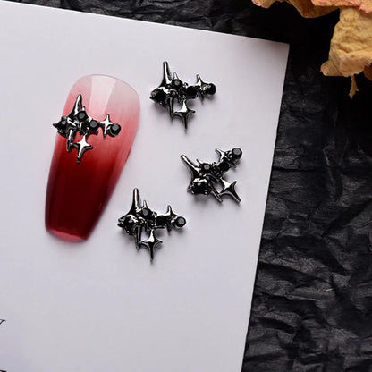 10pcs Darkness Metal Nail Charms Heart with Dark Gems Luxury Nail Decoration 3D DIY Parts Retro Style Aolly Black Heart Charm