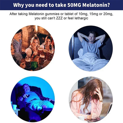 Melatonin Gummies 50 Mg - Helps Support Deep Sleep, Sleep Vitamin, Promotes Falling Asleep Quickly
