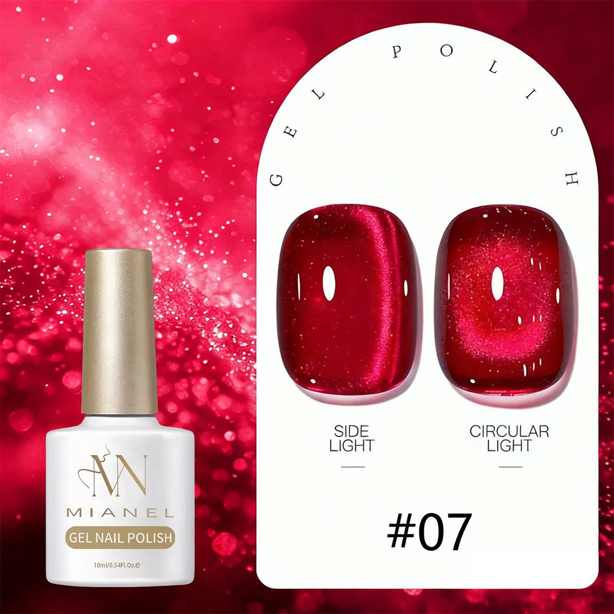MIANEL 2026 Summer Trend Nude Pink Cat Eye Gel Nail Polish Soft Brightening Transparent Peach Pink with Glass Bead