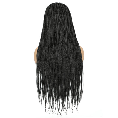Long Box Braided 4x4 Lace Wigs With Baby Hair Twist Braids Lace Closure Wigs For Black Women Synthetic Cosplay Wig 30 Inch