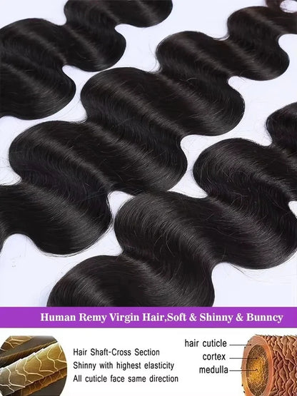 Long Size 30 40 Inch Body Wave Hair Bundles Unprocessed Brazilian Virgin Remy Hair Double Drawn Wavy Weave Hair Extensions