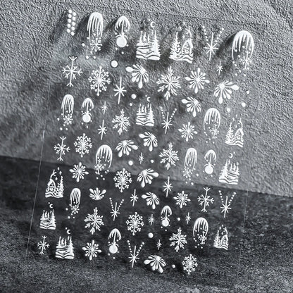 2pcs 5D Christmas Nail Stickers Waterfall Snowflakes Santa Claus Elk Gingerbread Nail Decals  Embossed Winter  Xmas Manicure Set