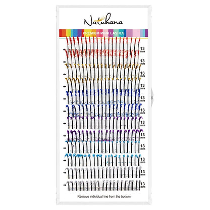 NATUHANA Glitter Shiny Colorful False Eyelash Extension DIY Mix Color Lashes Christmas Cosplay Party